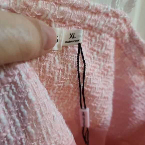 Avec Les Filles Tweed Boucle Pink White Mini Embroidered Dress XL - Picture 12 of 16